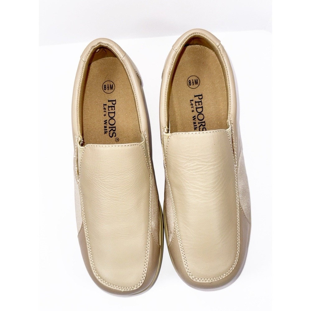 Pedors Shoes Slip On Comfort Walking 201 Beige Leather Orthopedic Cushion 8.5 - Picture 6 of 16